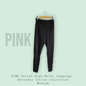 Pink Cotton High-Waist Leggings